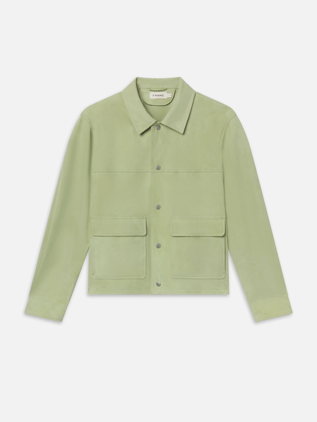 Suede Trucker Jacket -- Soft Pistachio