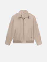 Leather Bomber Jacket -- Dusty Beige