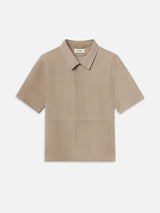 Short Sleeve Suede Shirt -- Dusty Beige