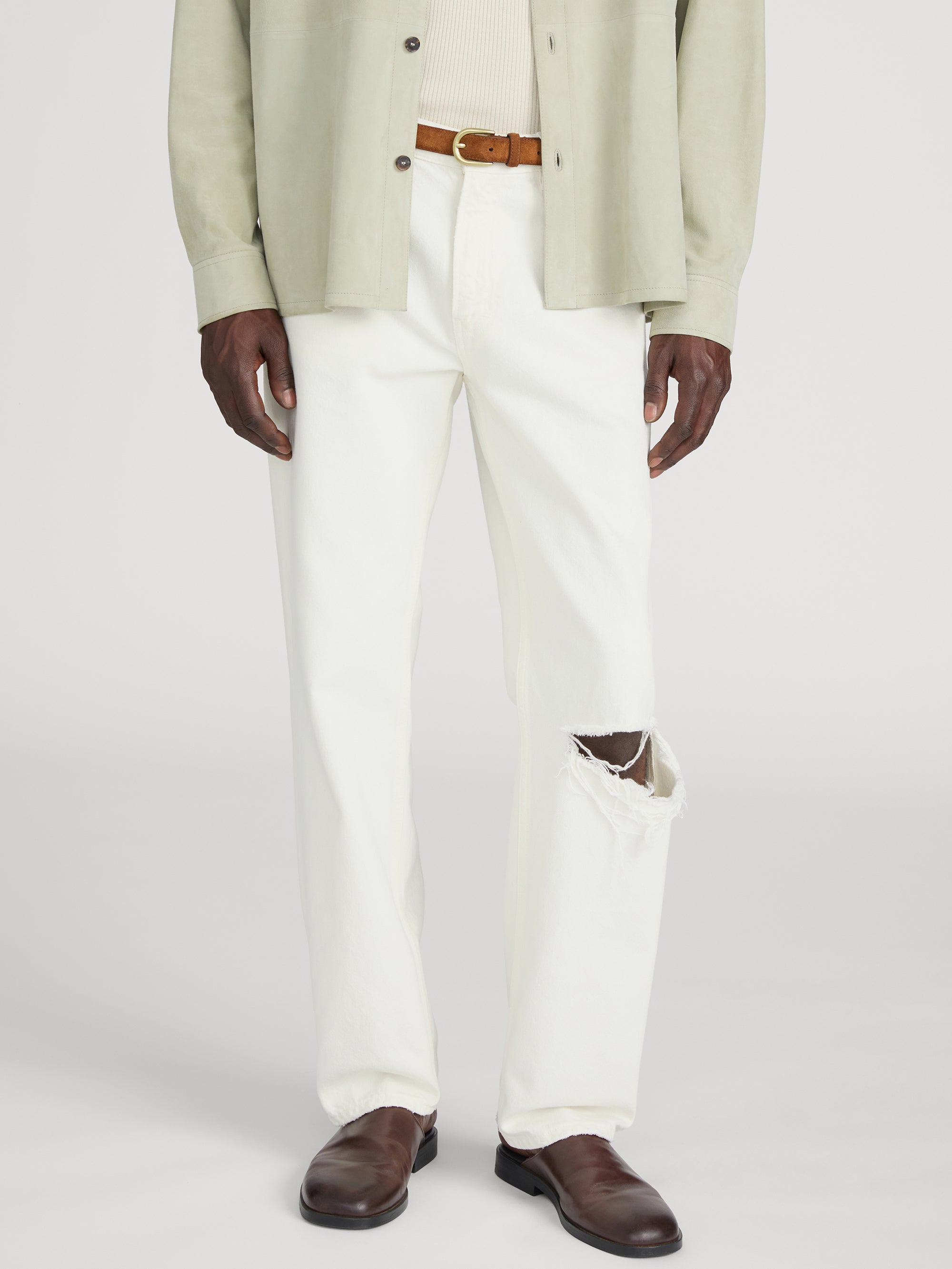 Relaxed Jean -- Off White Rip