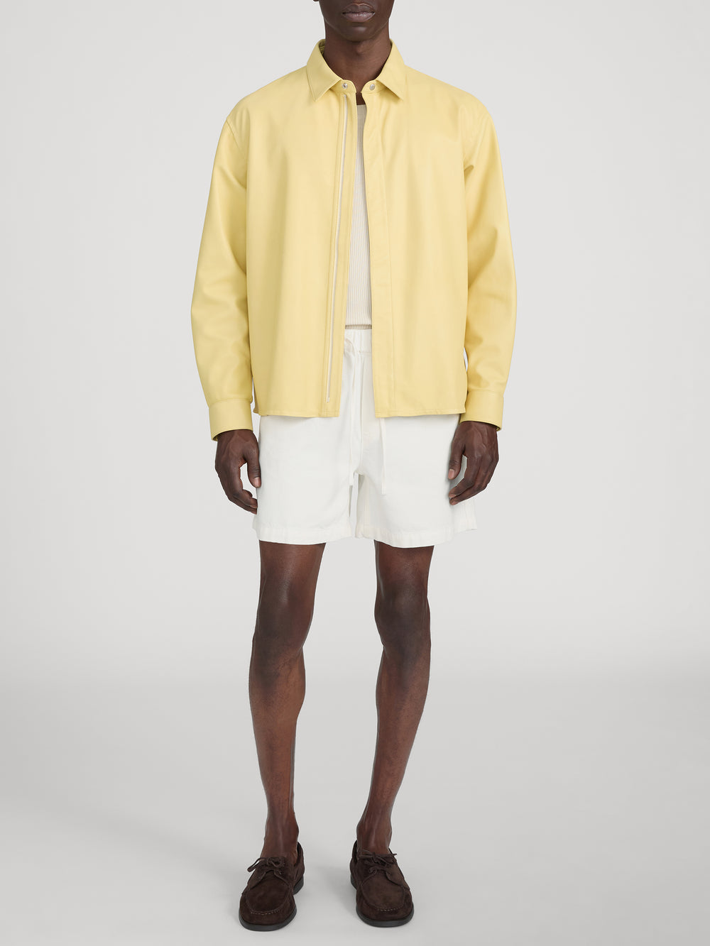 Leather Zip-Up Shirt -- Bold Yellow