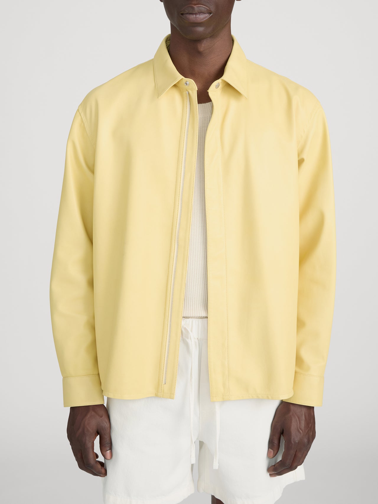 Leather Zip-Up Shirt -- Bold Yellow