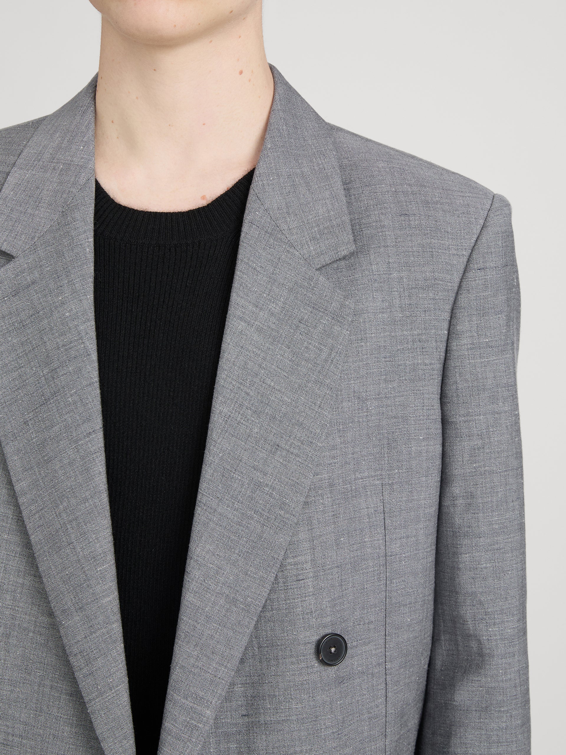 Unlined Double Breasted Blazer -- Grey Melange