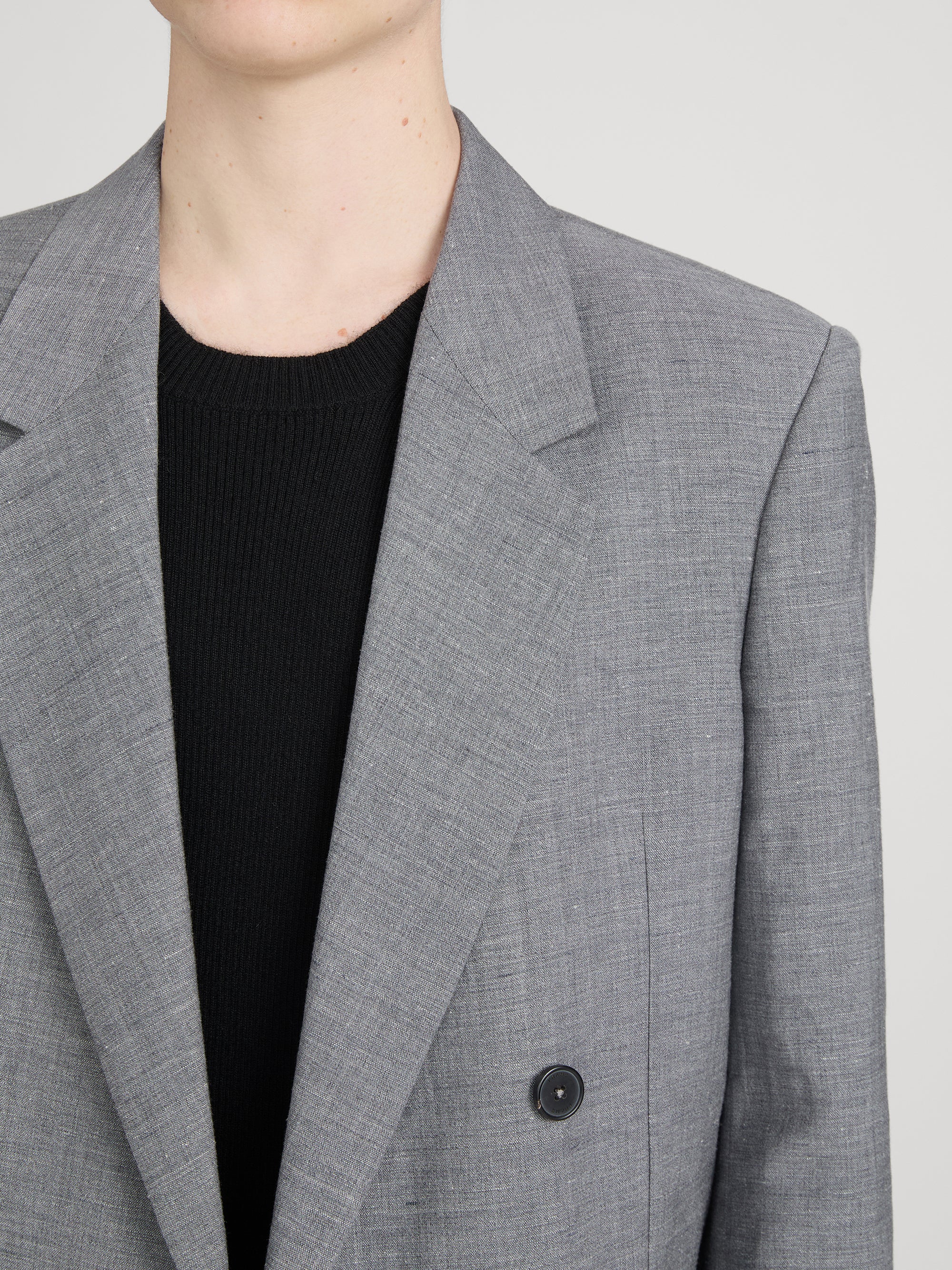 Unlined Double Breasted Blazer -- Grey Melange