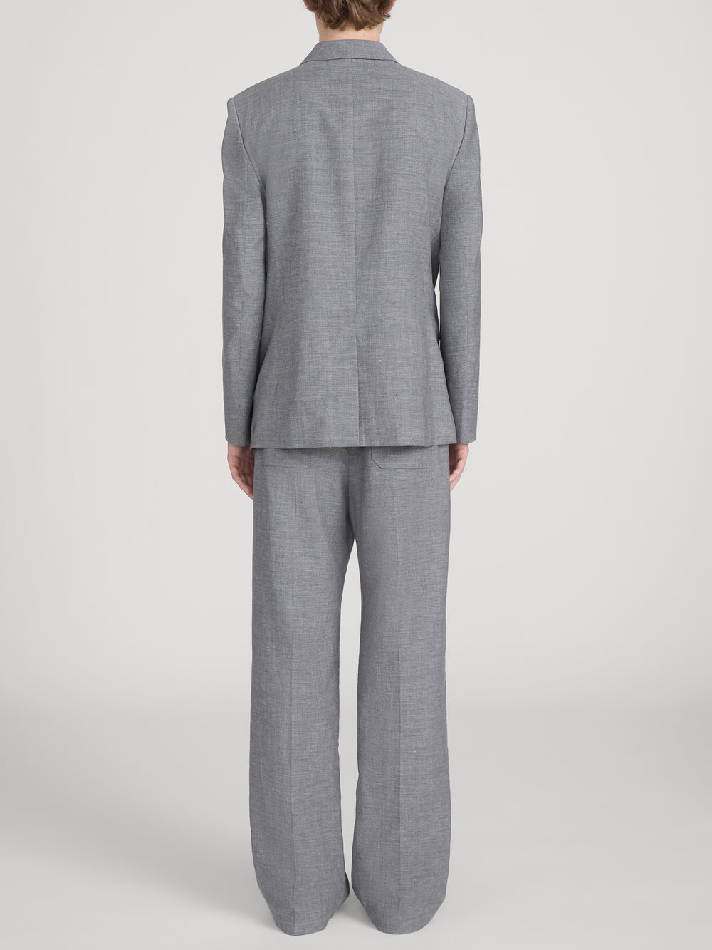 Unlined Double Breasted Blazer -- Grey Melange