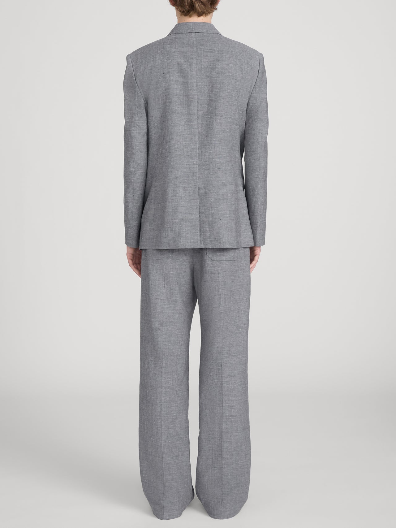 Unlined Double Breasted Blazer -- Grey Melange