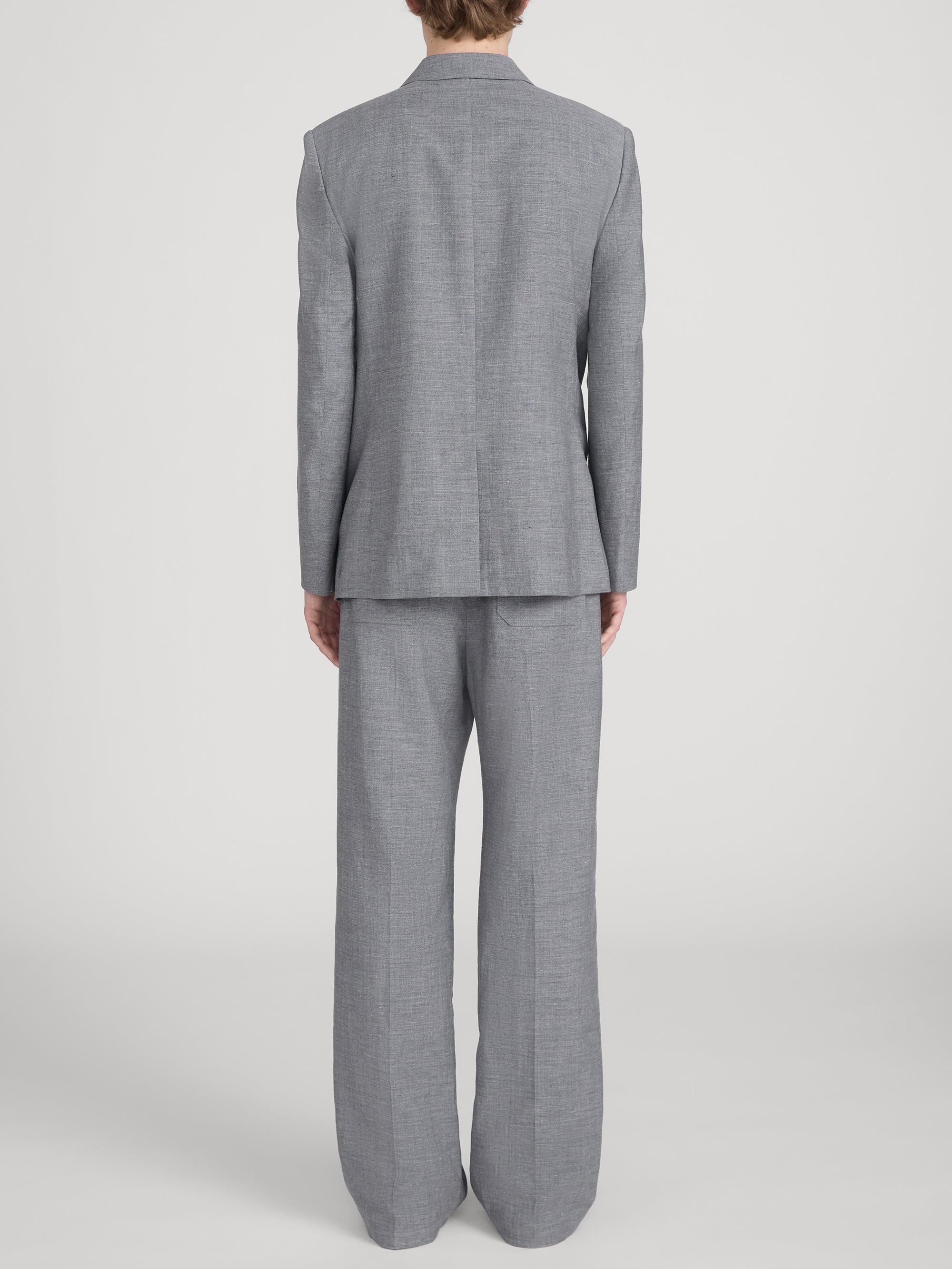 Unlined Double Breasted Blazer -- Grey Melange