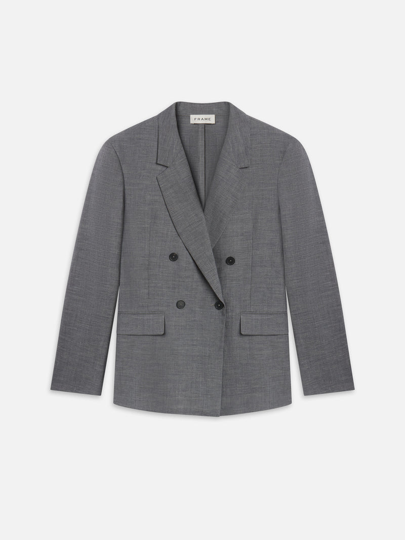 Unlined Double Breasted Blazer -- Grey Melange