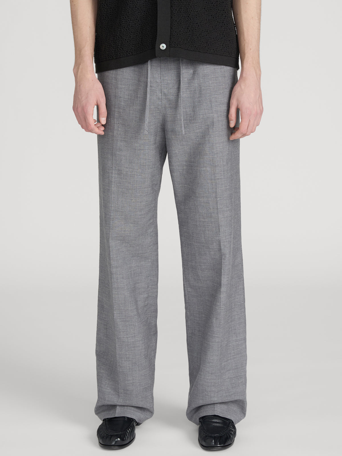 Easy Wide Leg Trousers -- Grey Melange