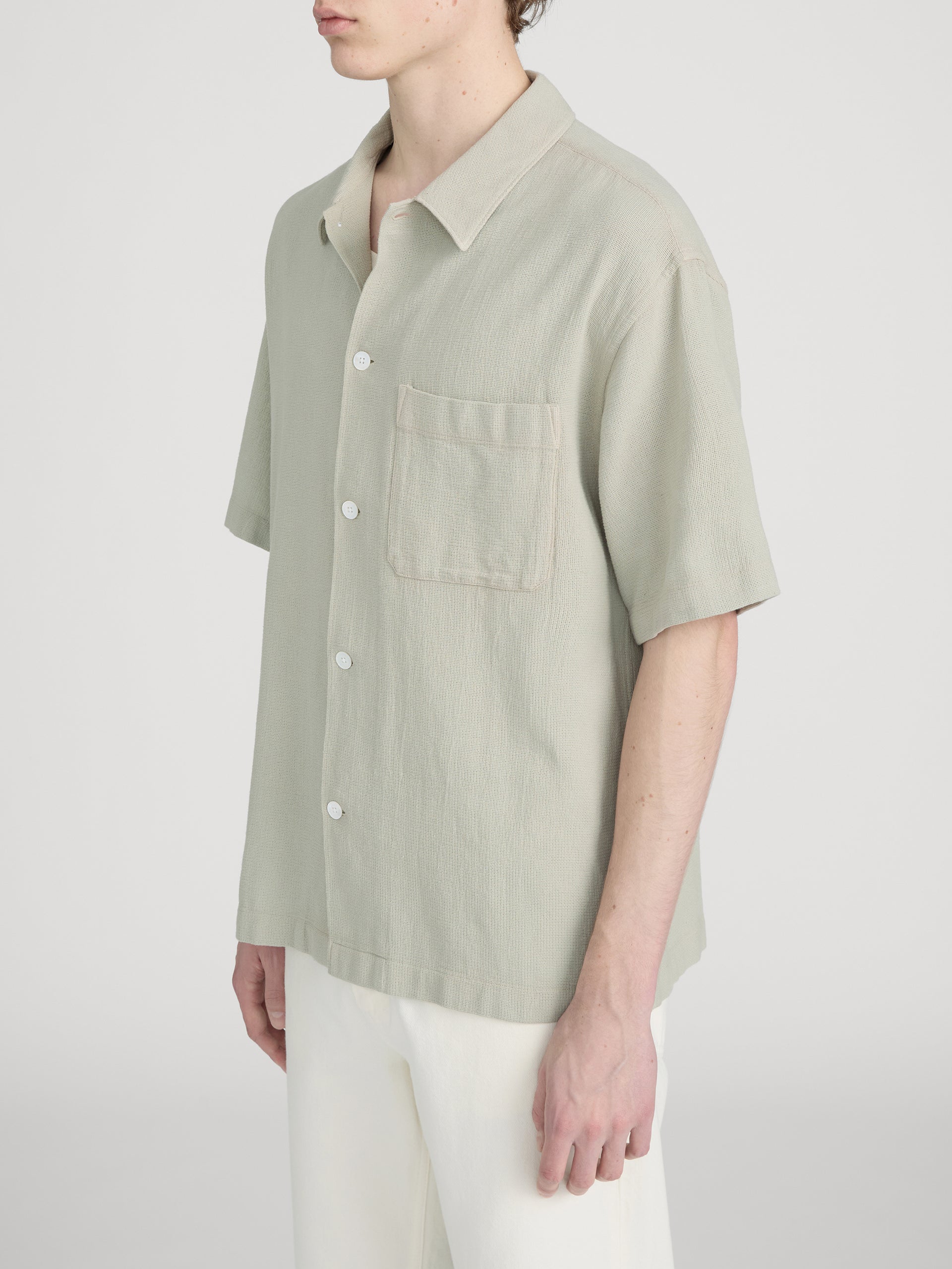 Textured S/S Shirt -- Moss Green