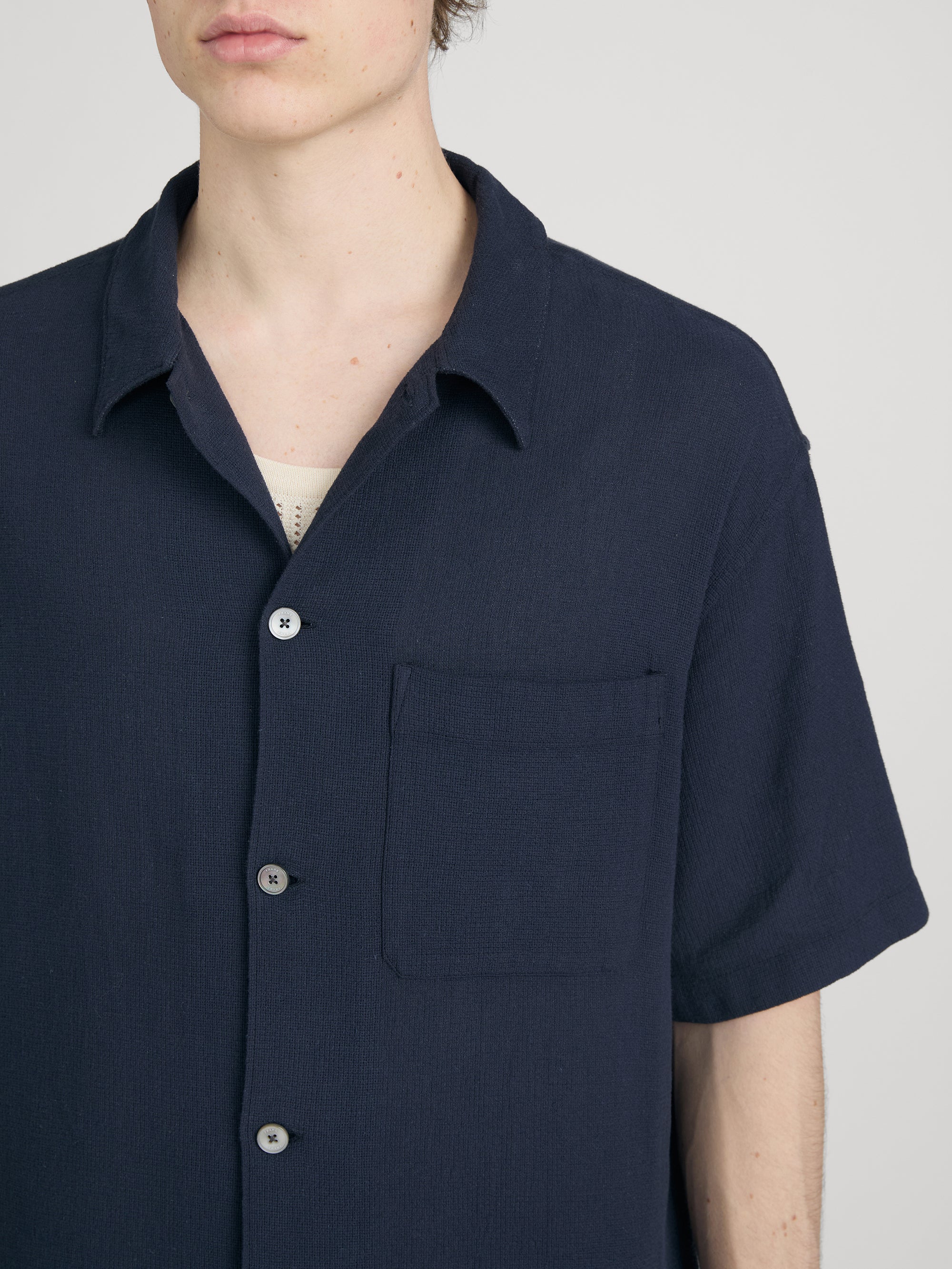 Textured S/S Shirt -- Navy