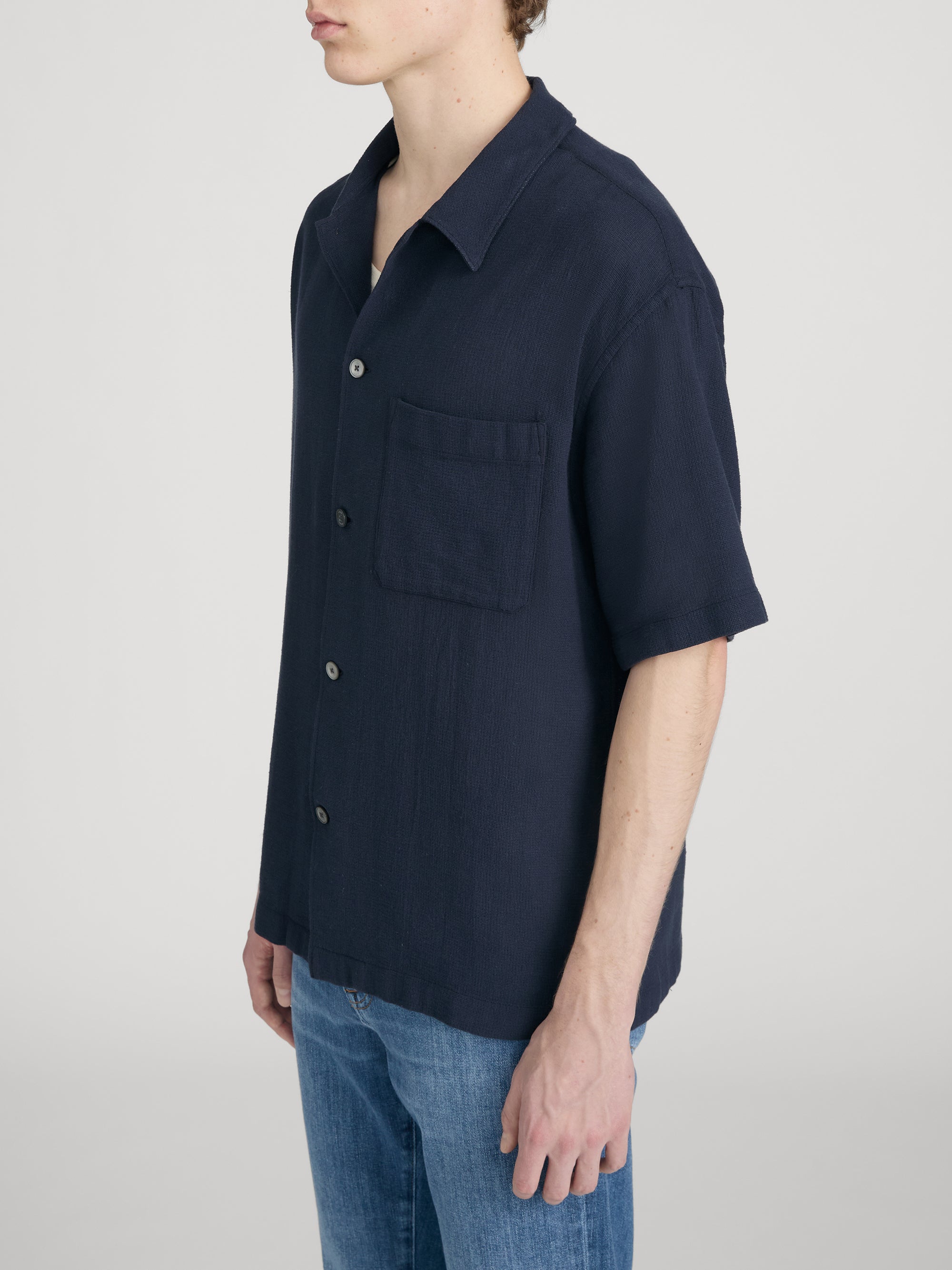 Textured S/S Shirt -- Navy