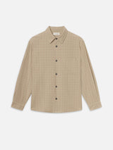 Linen Blend Plaid Shirt -- Beige Plaid