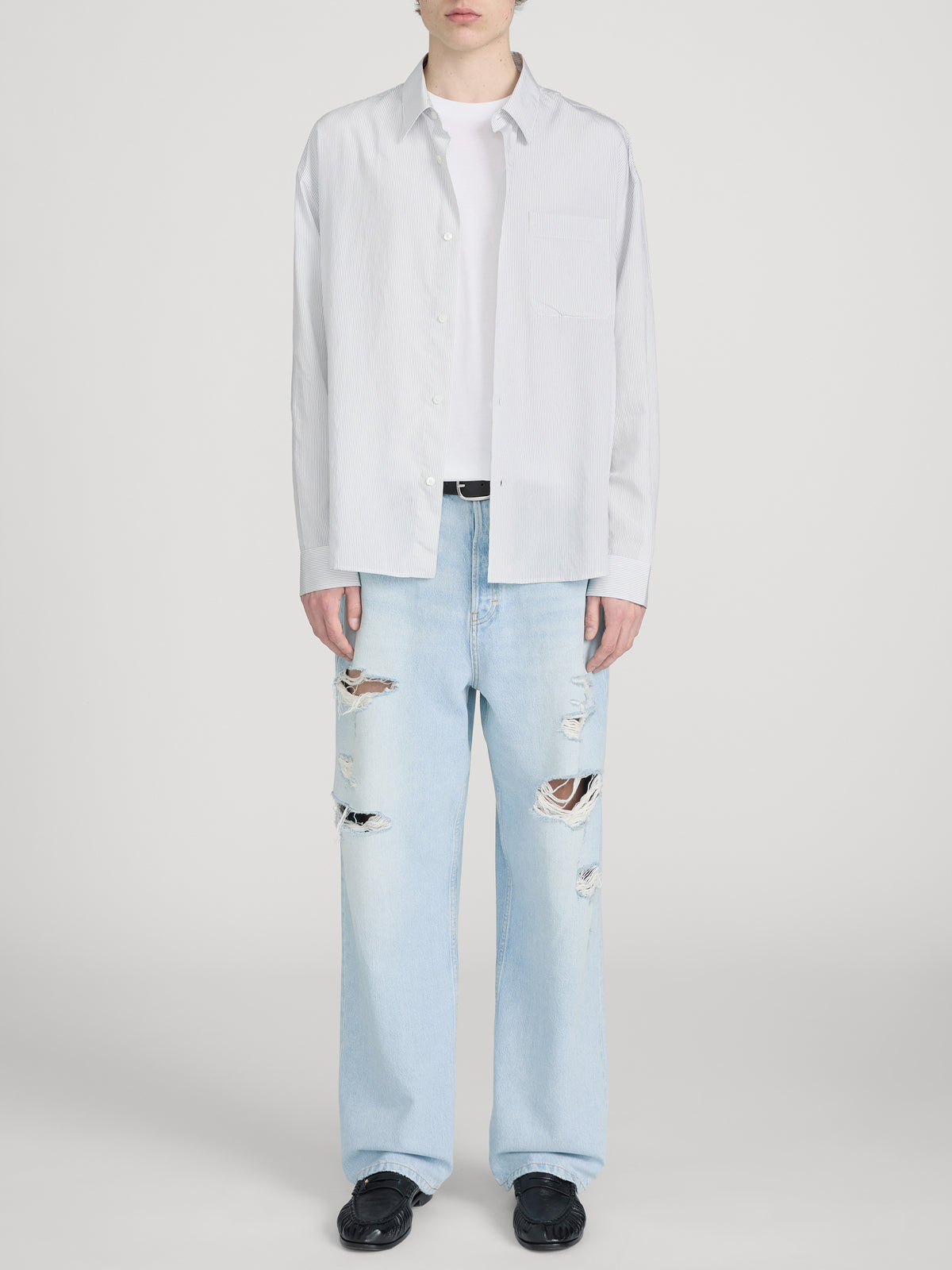 Pyjama Shirt -- White Stripe