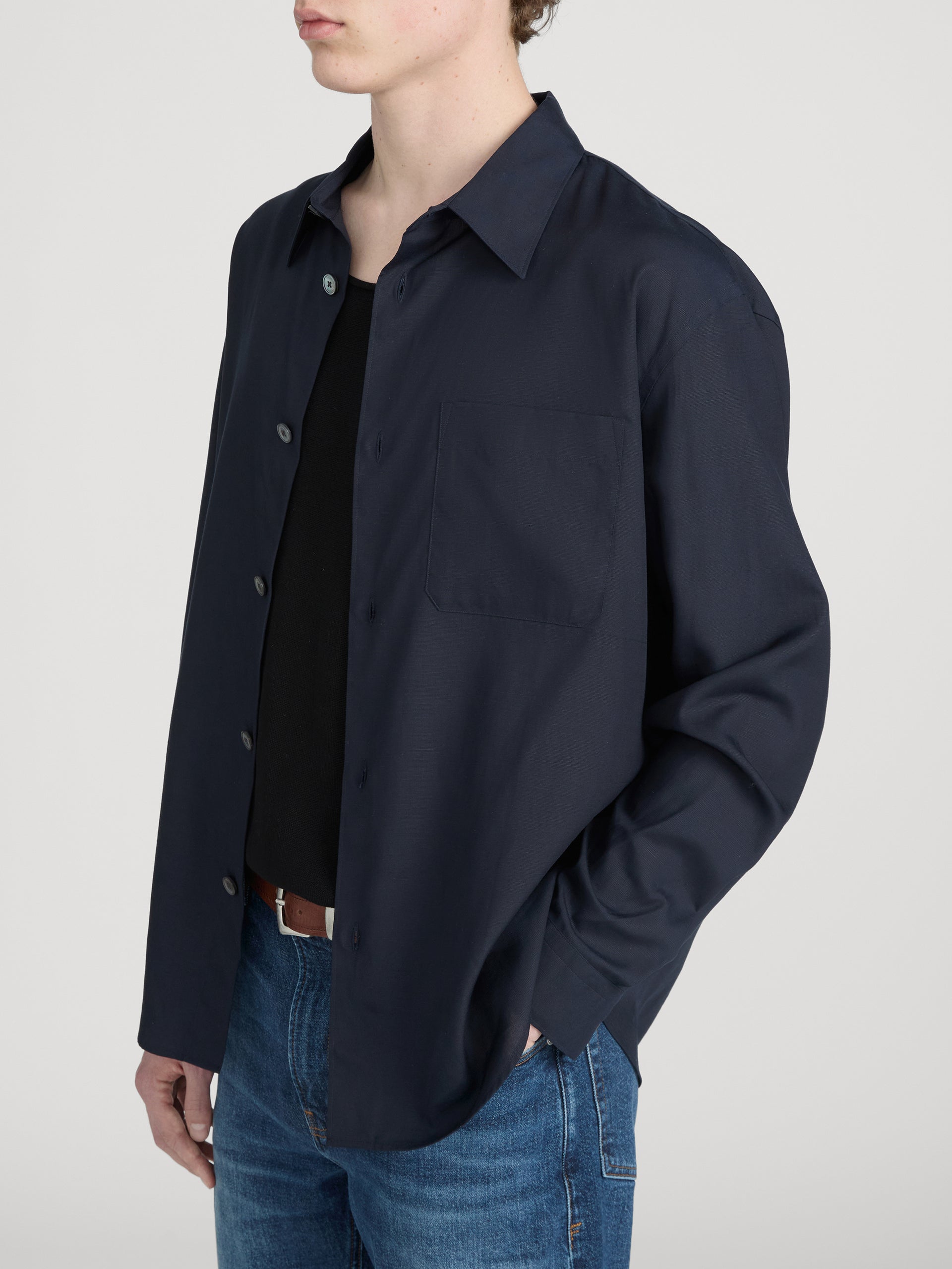 Linen Shirt -- Dark Navy