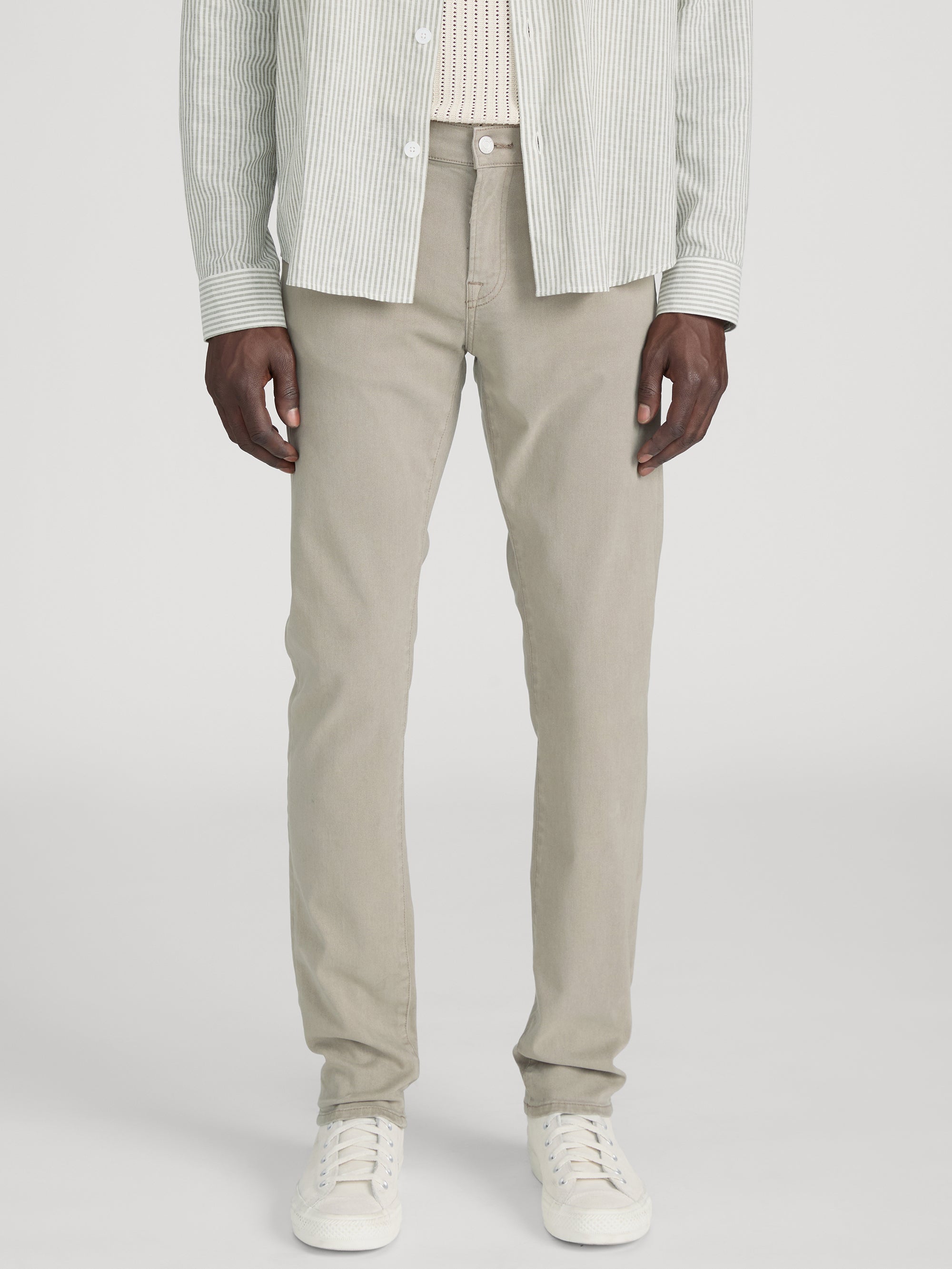 L'Homme Slim Brushed Twill -- Stone Grey