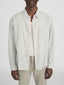 Linen Blend Stripe Shirt -- Khaki Ecru Stripe