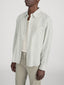 Linen Blend Stripe Shirt -- Khaki Ecru Stripe