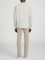 Linen Blend Stripe Shirt -- Khaki Ecru Stripe