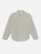 Linen Blend Stripe Shirt -- Khaki Ecru Stripe