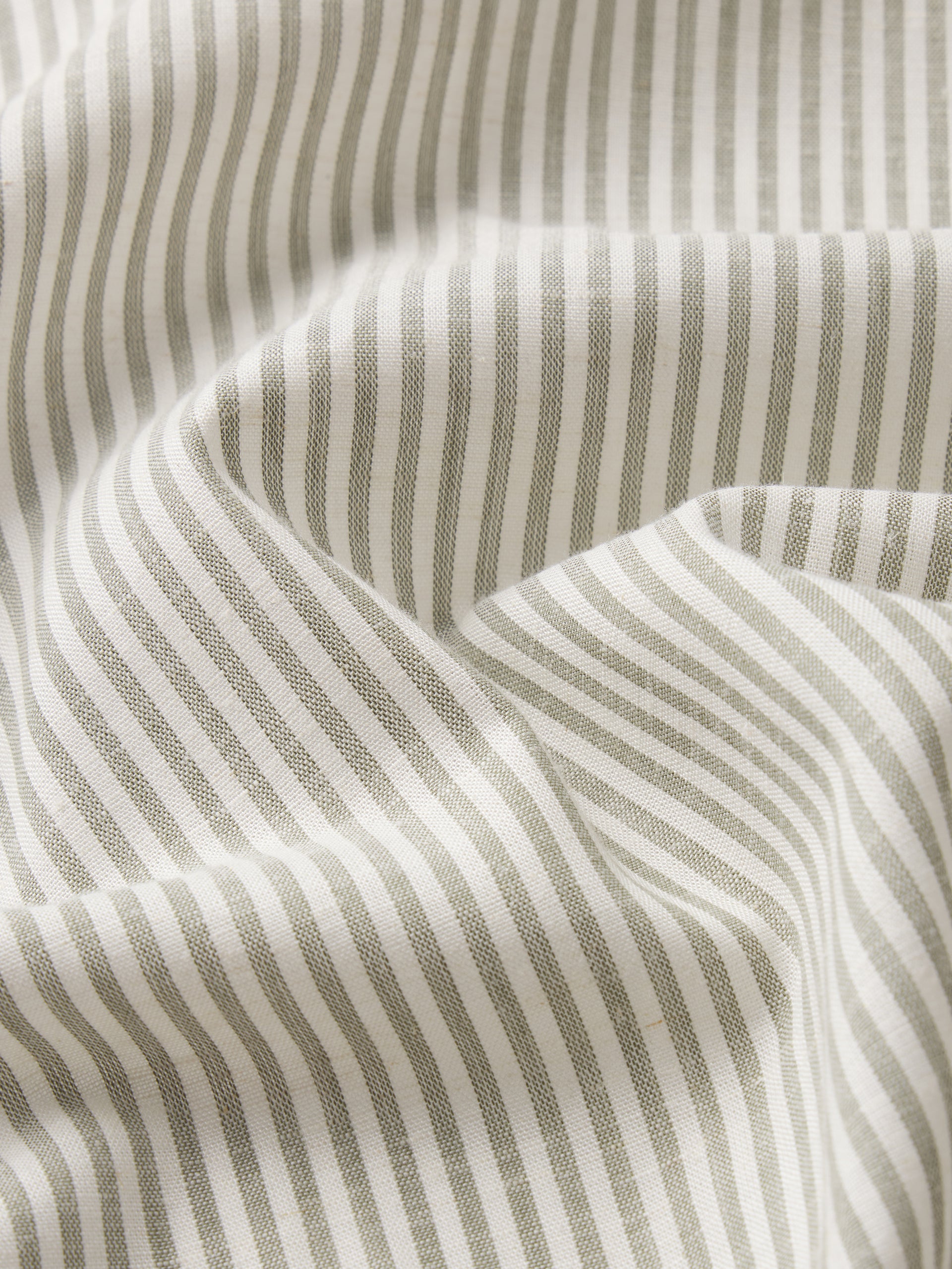 Linen Blend Stripe Shirt -- Khaki Ecru Stripe