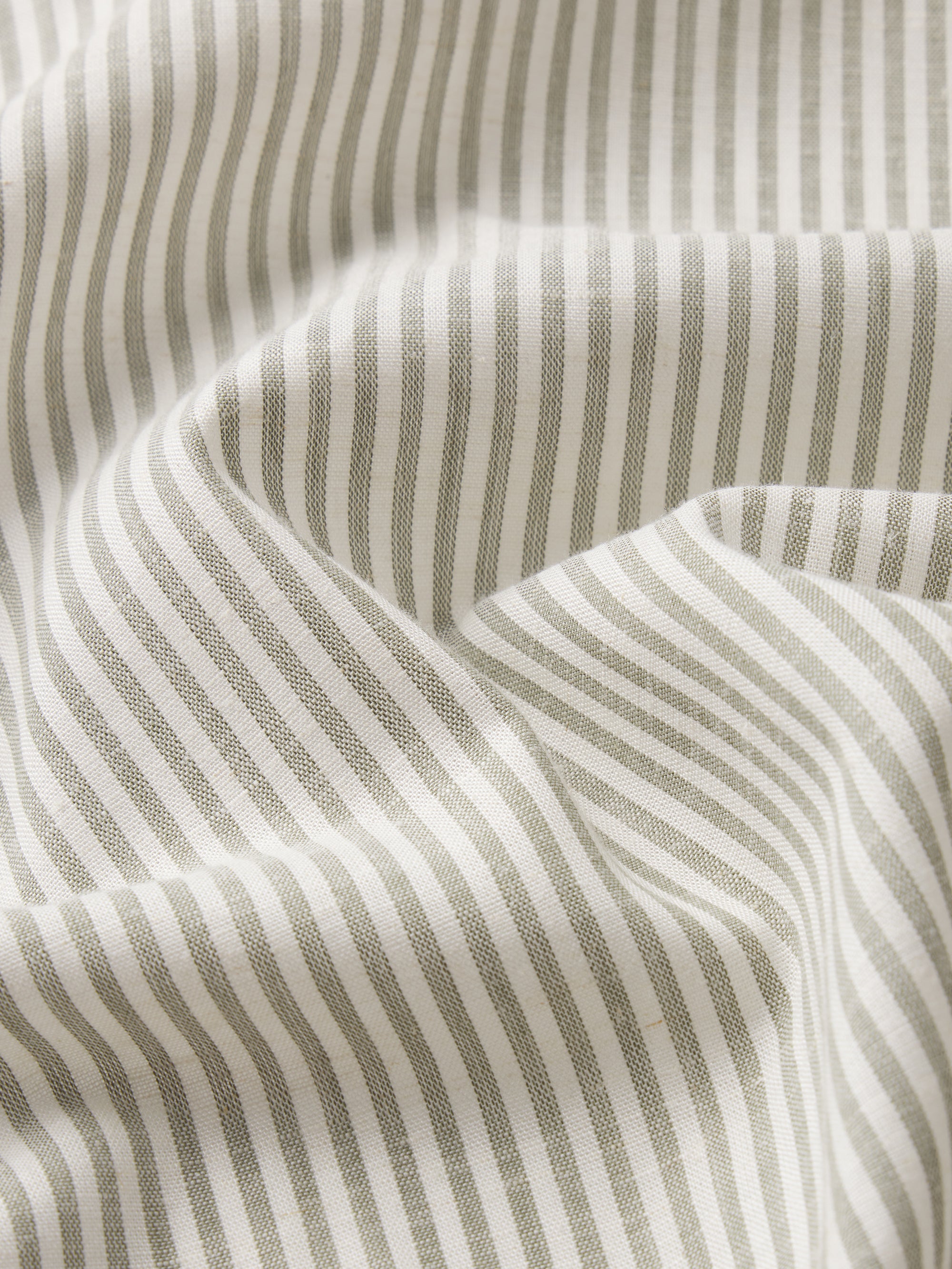Linen Blend Stripe Shirt -- Khaki Ecru Stripe