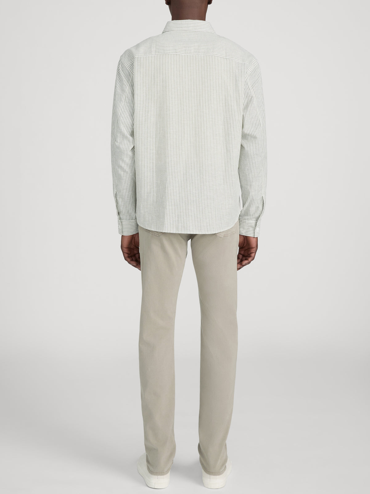 Linen Blend Stripe Shirt -- Khaki Ecru Stripe