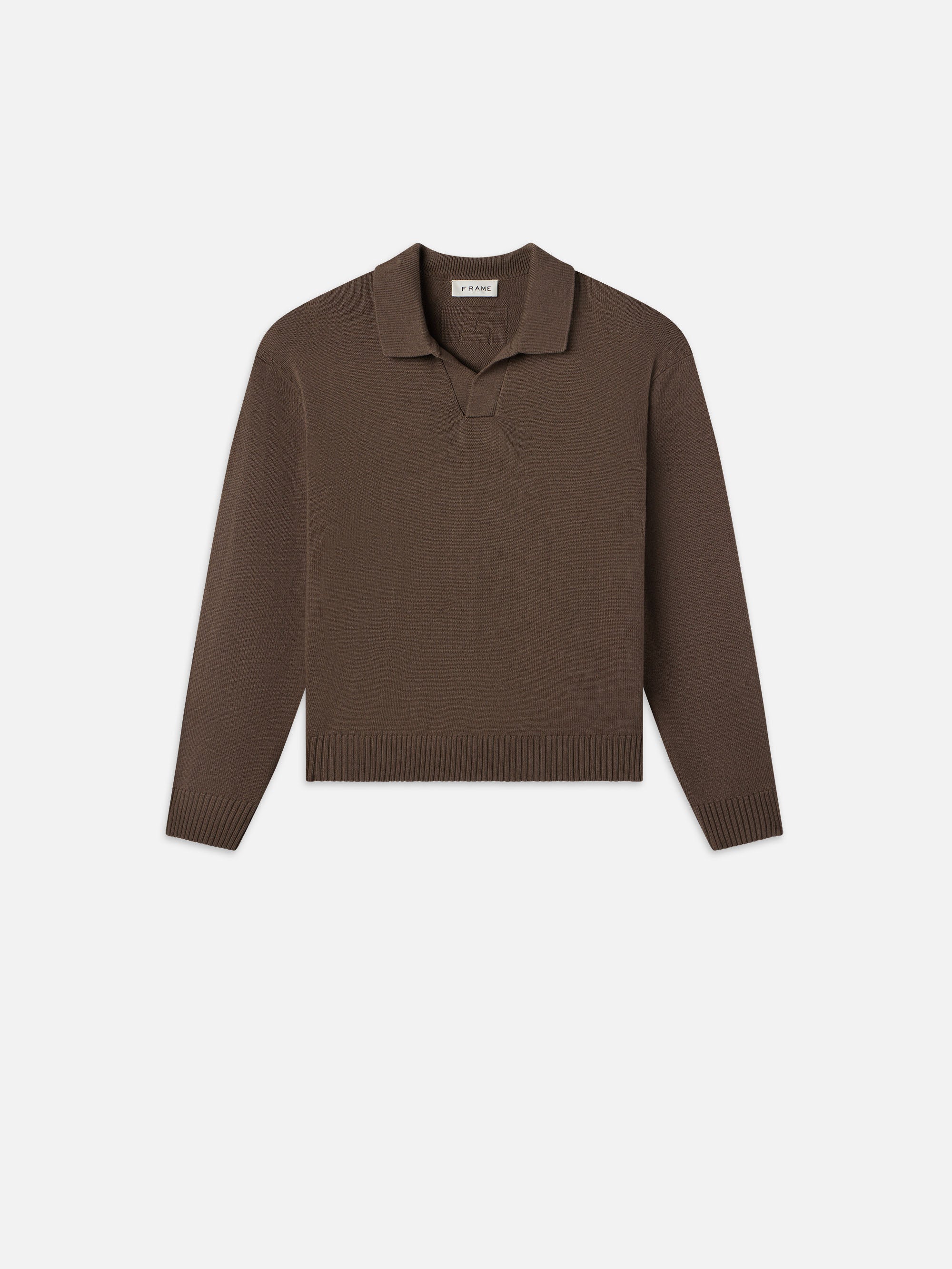 SILK BLEND POLO SWEATER SOFT MOCHA