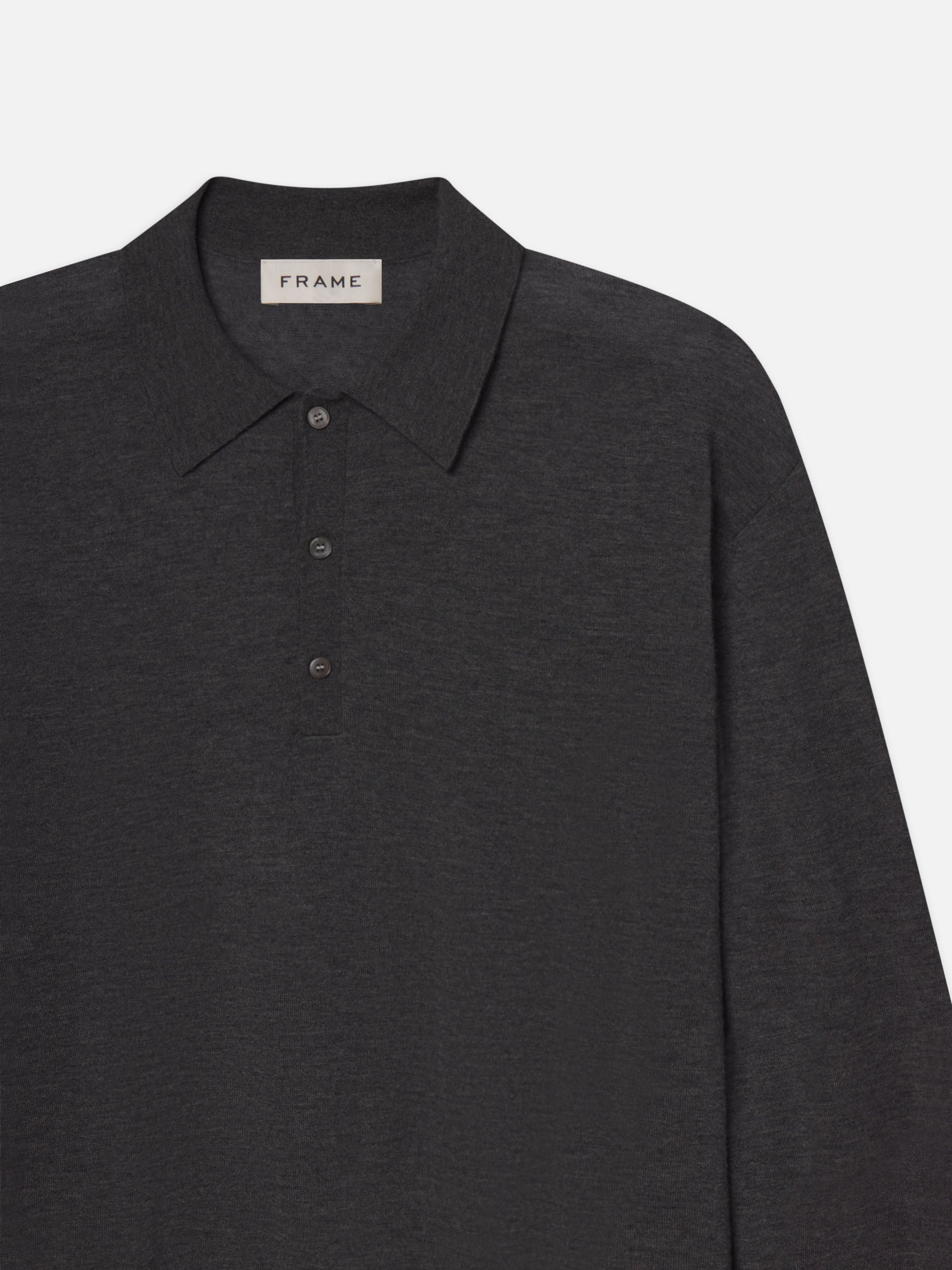 SUPERFINE POLO SWEATER GREY MELANGE SUPERFINE POLO SWEATER GREY MELANGE