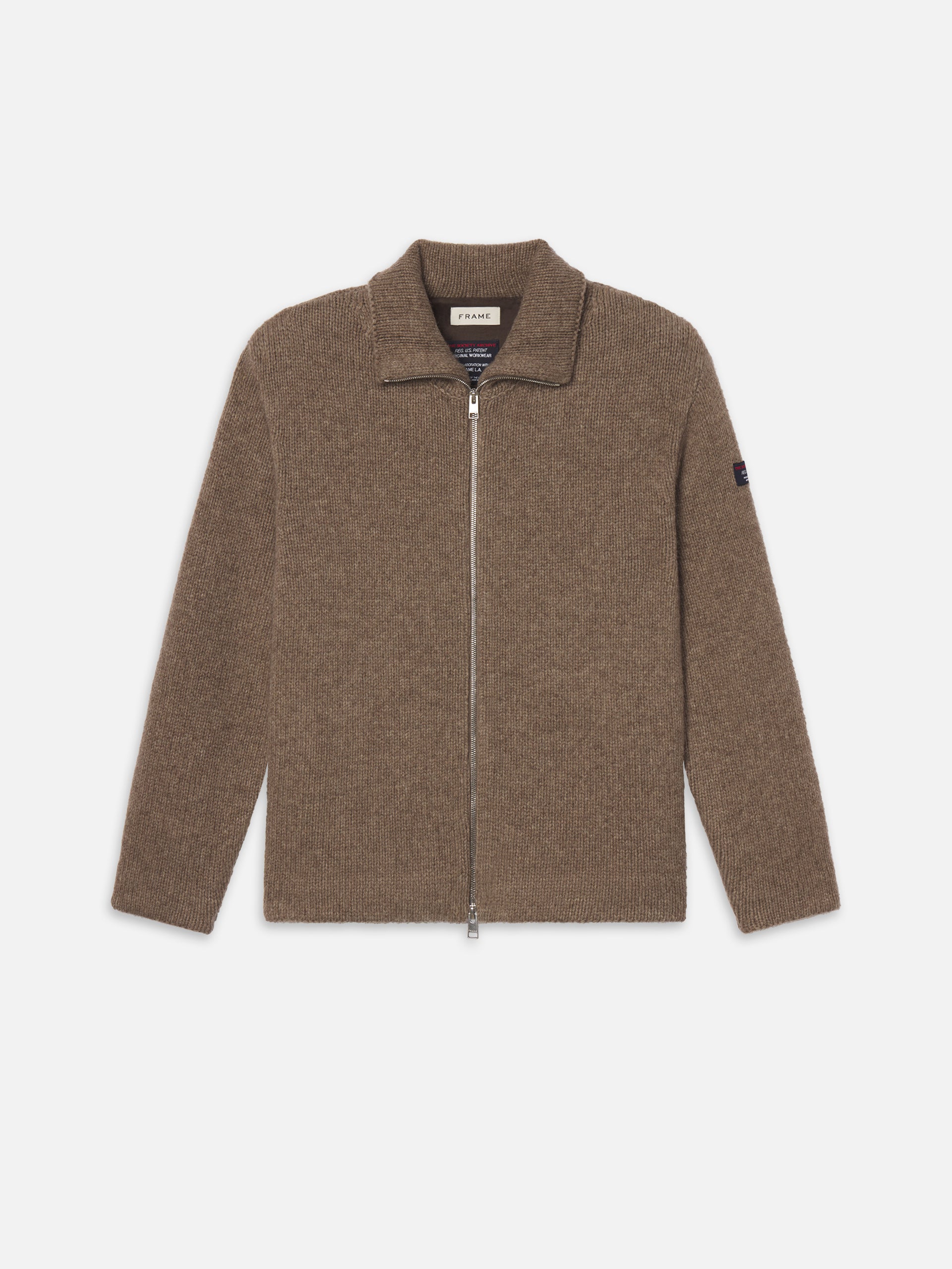 The Society Archive Zip-Up Cardigan Sweater -- Mocha