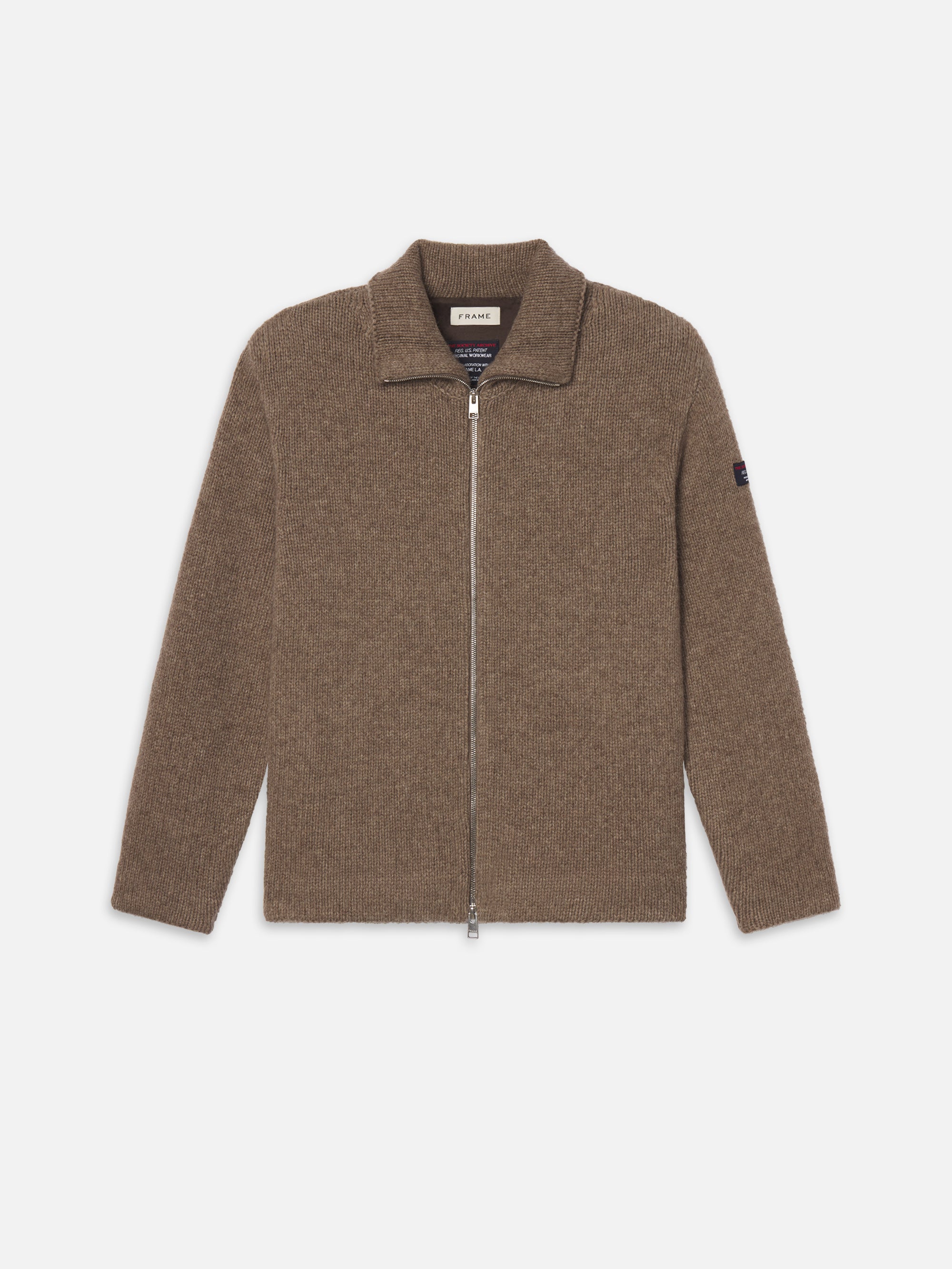 The Society Archive Zip-Up Cardigan Sweater -- Mocha