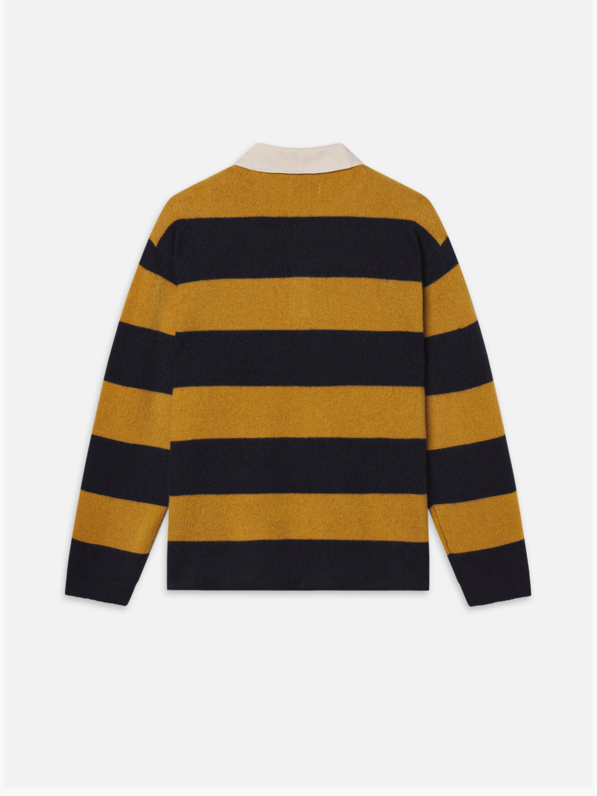 The Society Archive Rugby Polo Sweater -- Navy/Dark Yellow Stripe