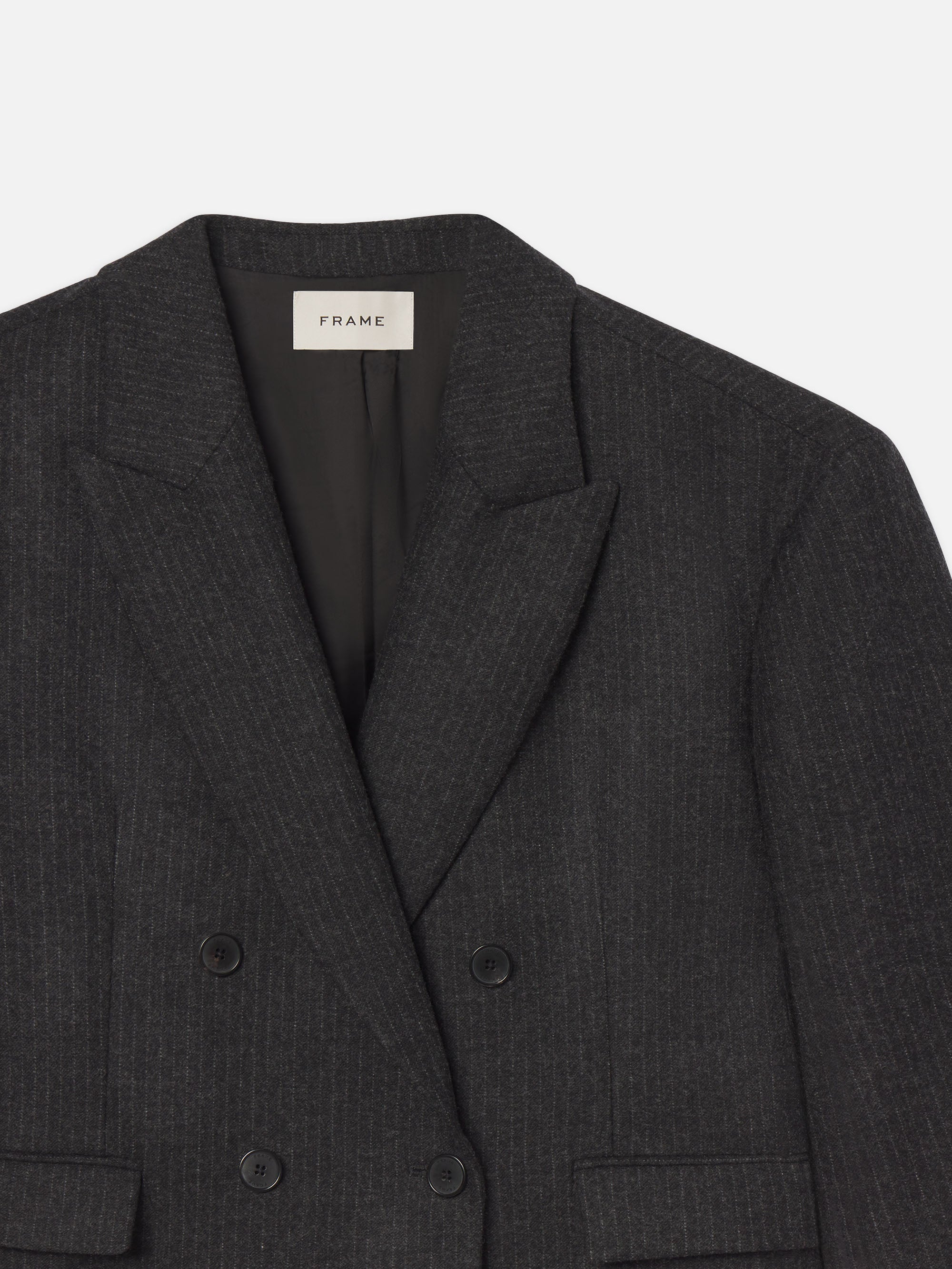 PINSTRIPE WOOL BLAZER DARK GREY