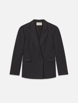 Pinstripe Wool Blazer -- Dark Grey