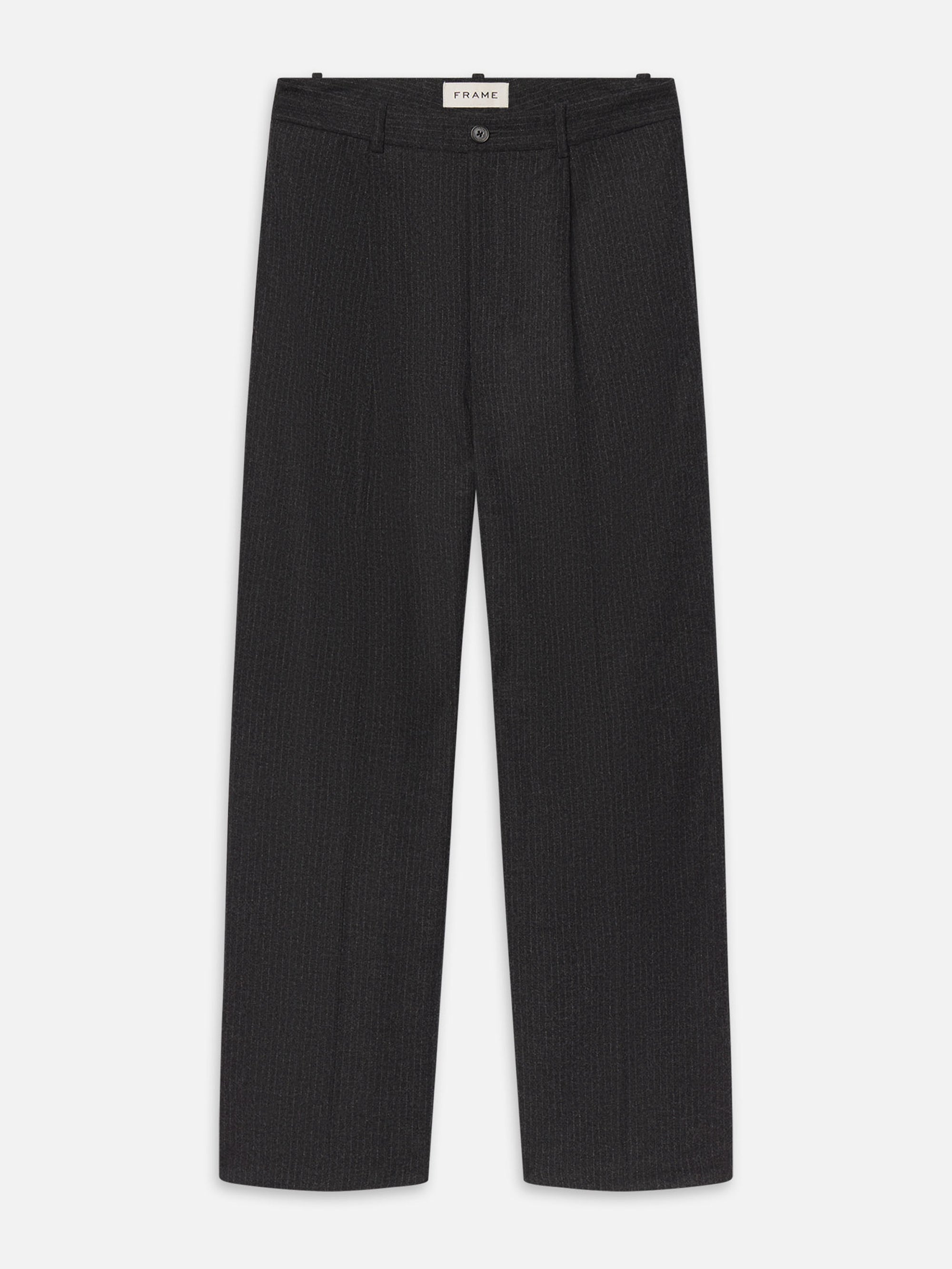 PINSTRIPE WIDE LEG TROUSERS DARK GREY