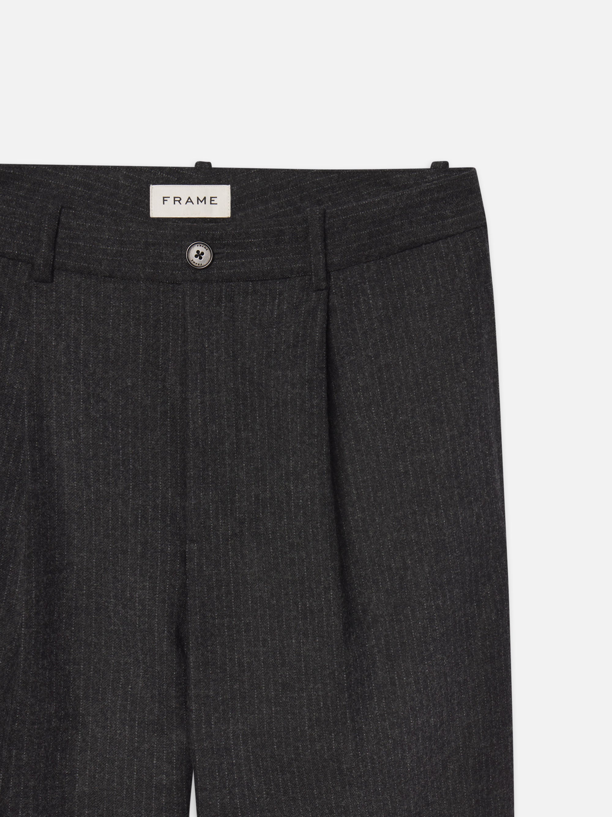 PINSTRIPE WIDE LEG TROUSERS DARK GREY