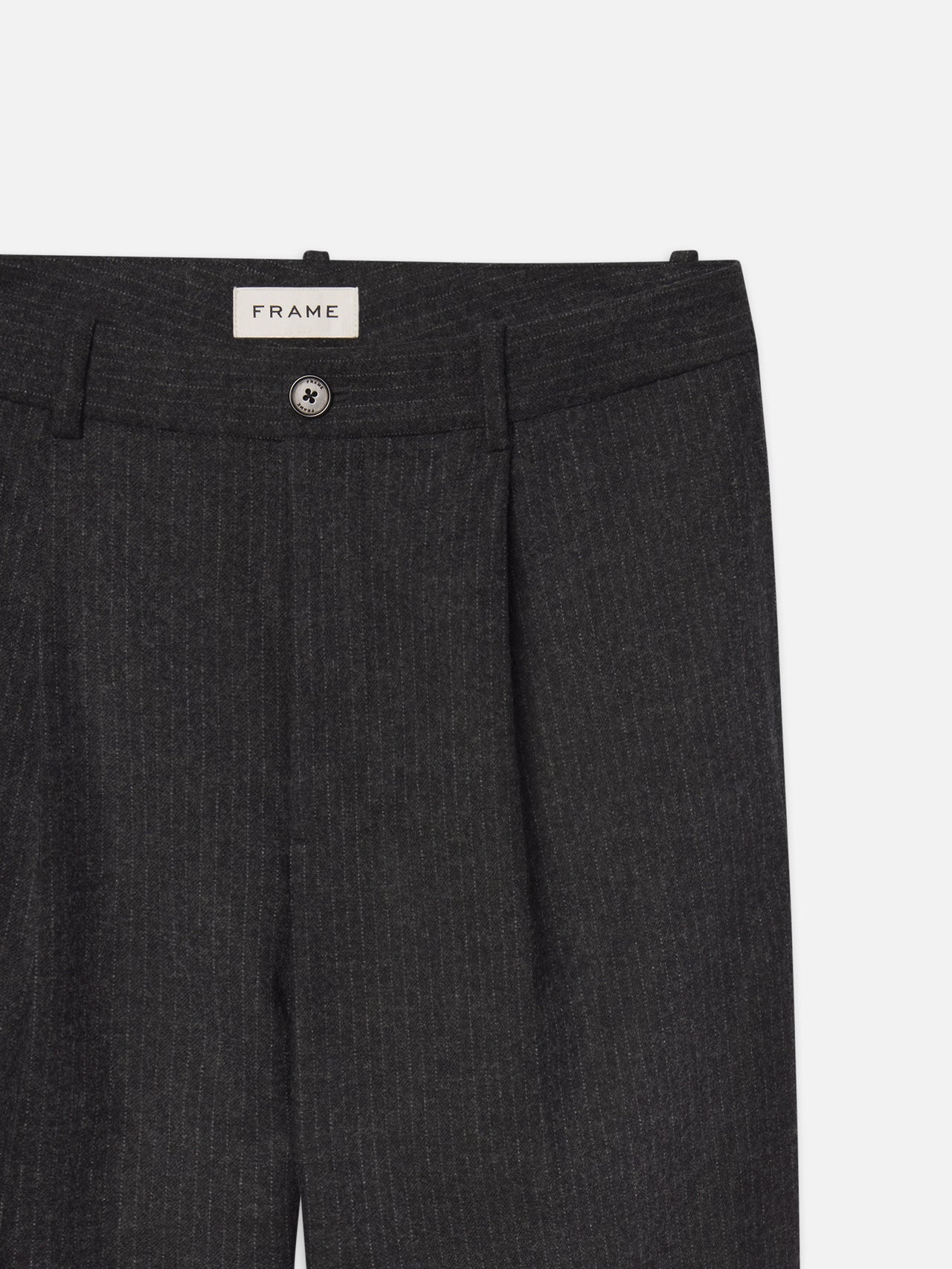 Pinstripe Wide Leg Trousers -- Dark Grey