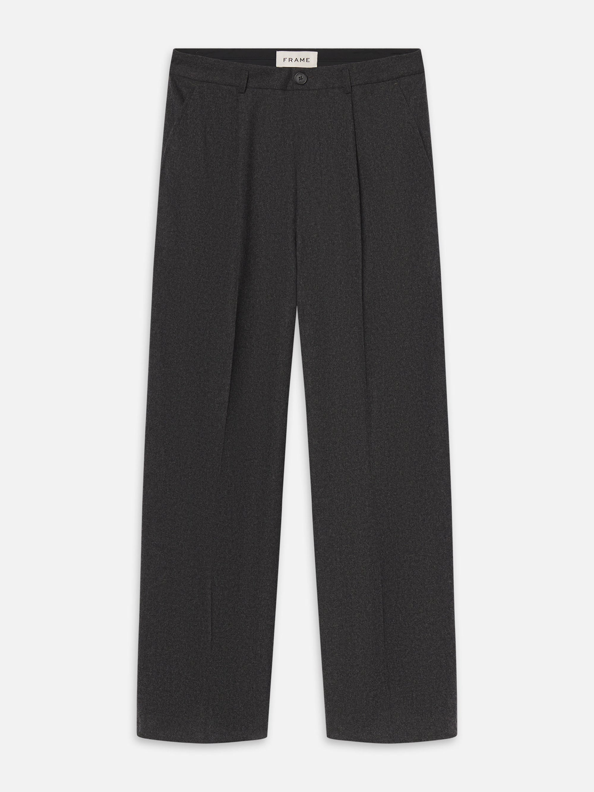 PINSTRIPE WIDE LEG TROUSERS DARK GREY
