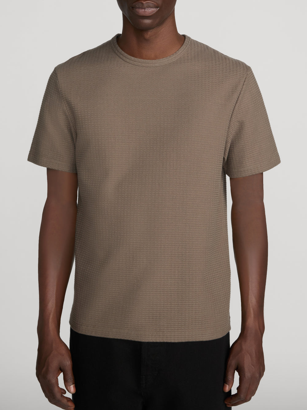 Jacquard Stripe Tee -- Soft Taupe