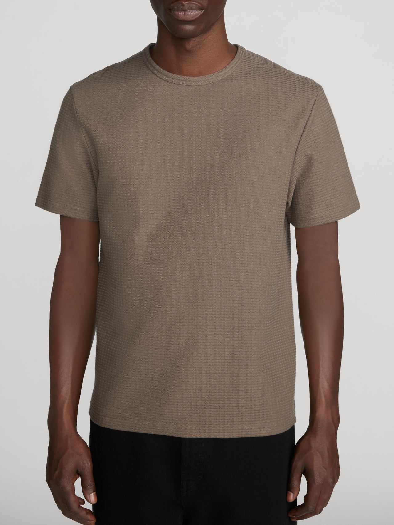 Jacquard Stripe Tee -- Soft Taupe