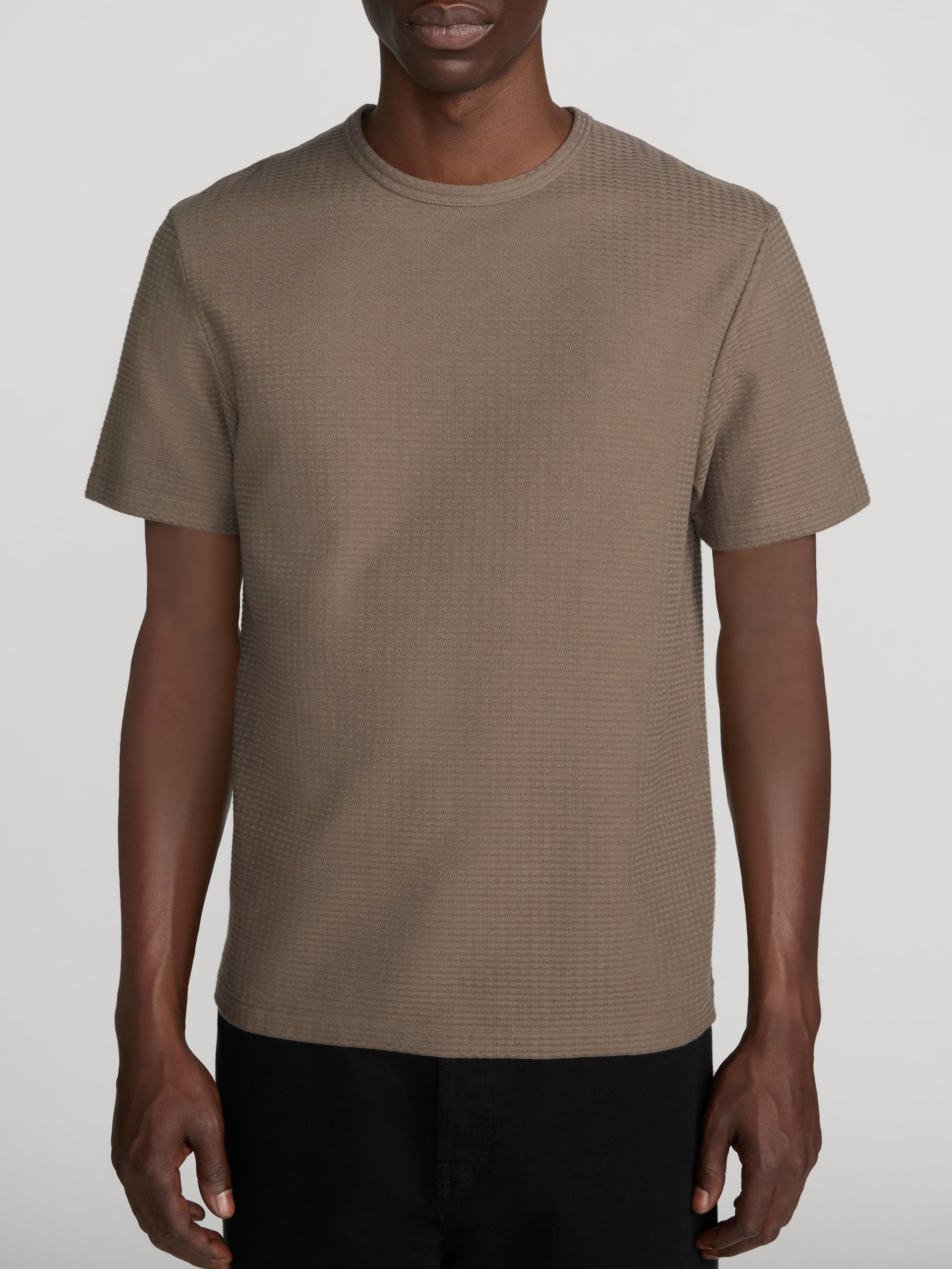 Jacquard Stripe Tee -- Soft Taupe