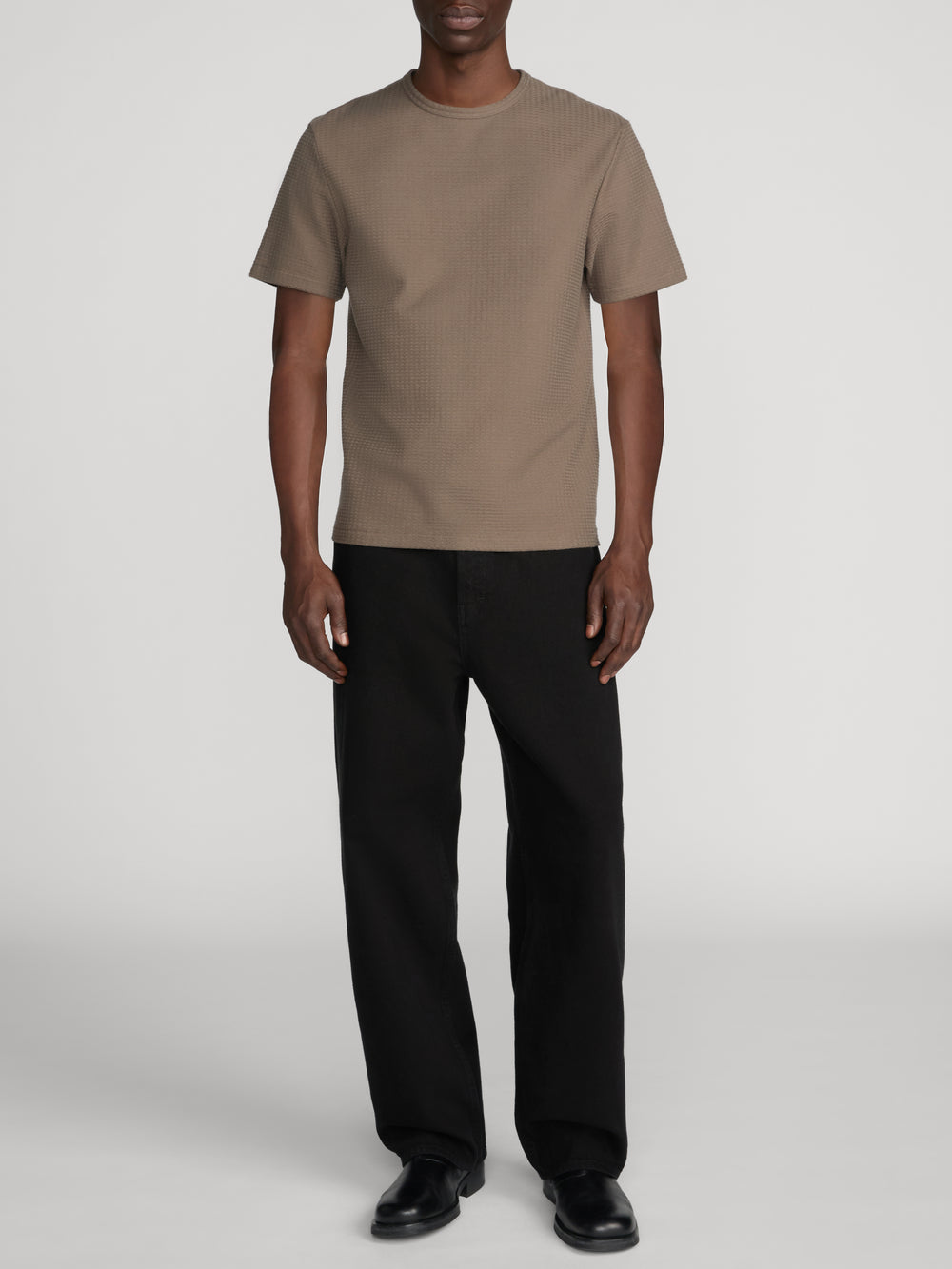 Jacquard Stripe Tee -- Soft Taupe