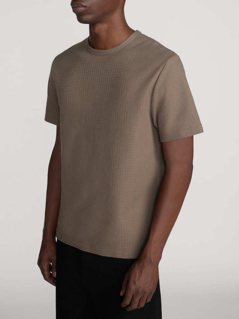 Jacquard Stripe Tee -- Soft Taupe