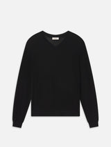Fine Gauge V-Neck Sweater -- Black