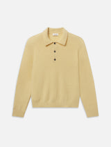 Boiled Wool Polo Sweater -- Old Yellow