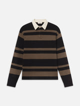 Rugby Polo Sweater -- Black/Brown Stripe