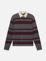 Rugby Polo Sweater -- Grey/Burgundy Stripe