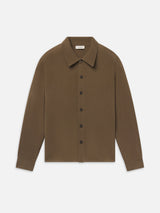 Boiled Wool Shirt Sweater -- Brown Olive