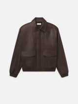 Aviator Leather Jacket -- Deep Brown