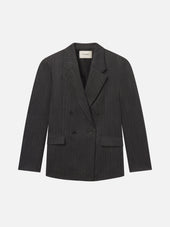 Tweed Double Breasted Blazer -- Grey Stripe